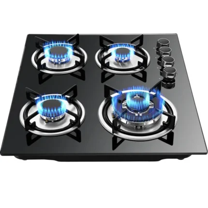 Four-burner built-in gas hob with a glass surface