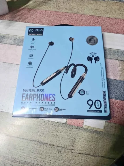 NIMO B-99 Neckband Wireless Earphones — BT 5.4 | 90H Battery | 15H Music | Magnetic | TF Card | Mic