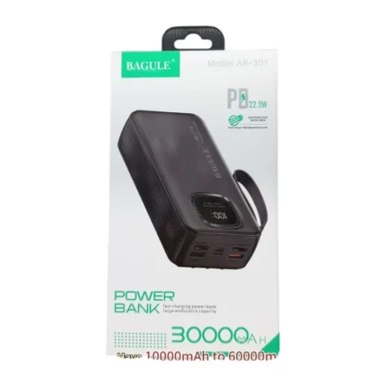 Power Bank BAGULE AK-301 30000mAh — Charge Rapide PD 22,5 W
