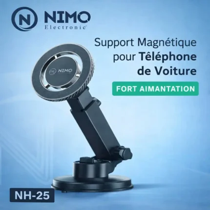 Support Téléphone Voiture Magnétique Puissant – Porte-Smartphone à Ventouse Rotatif