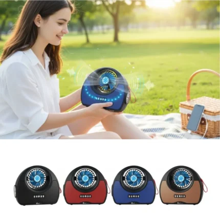 Lecteur de musique MP3 sans fil rechargeable avec radio Fm, ventilateur (colleur aléatoire)
