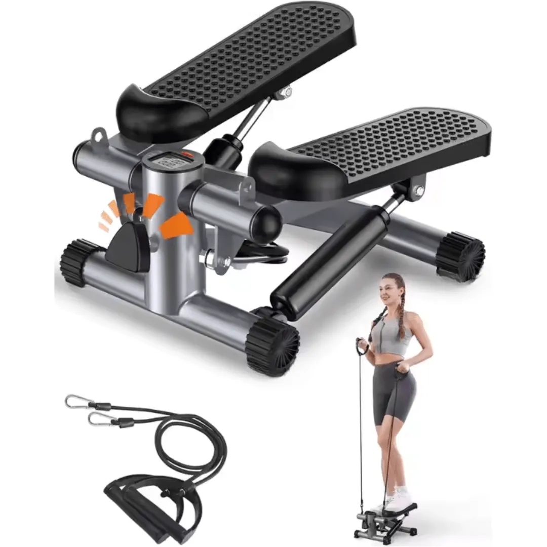 Mini stepper de fitness avec bandes de résistance, écran LCD et capacité de charge jusqu’à 136 kg Mini stepper de fitness avec bandes de résistance, écran LCD et capacité de charge jusqu’à 136 kg